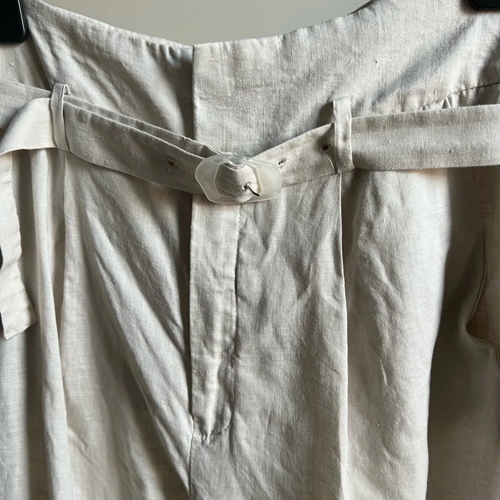 Mango Linen Belted Pants in Size 4